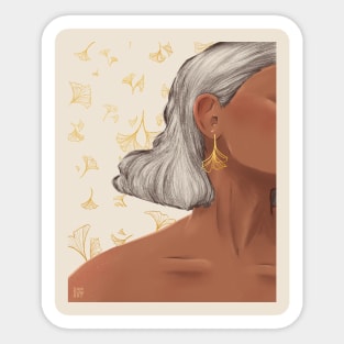 Golden Ginkgo Earrings White Sticker